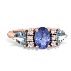 Tanzanite Antique Style Three Stone 14K Rose Gold ring R2186