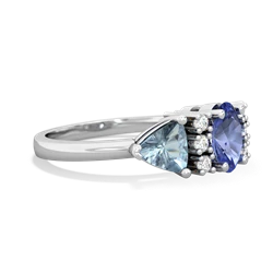 Tanzanite Antique Style Three Stone 14K White Gold ring R2186