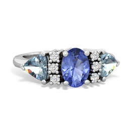 Tanzanite Antique Style Three Stone 14K White Gold ring R2186