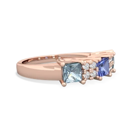 Tanzanite Three Stone Diamond Cluster 14K Rose Gold ring R2592