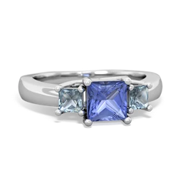 Tanzanite Three Stone Trellis 14K White Gold ring R4015