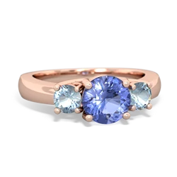 Tanzanite Three Stone Round Trellis 14K Rose Gold ring R4018