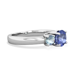 Tanzanite Three Stone Round Trellis 14K White Gold ring R4018