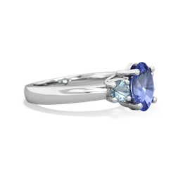 Tanzanite Three Stone Oval Trellis 14K White Gold ring R4024