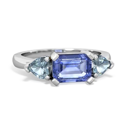 Tanzanite Three Stone 14K White Gold ring R5235