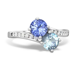 Tanzanite Channel Set Two Stone 14K White Gold ring R5303