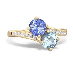 Tanzanite Channel Set Two Stone 14K Yellow Gold ring R5303