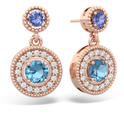 Tanzanite Halo Dangle 14K Rose Gold earrings E5319