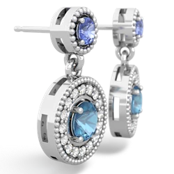 Tanzanite Halo Dangle 14K White Gold earrings E5319