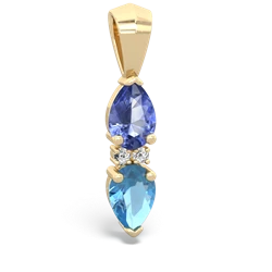Tanzanite Bowtie Drop 14K Yellow Gold pendant P0865