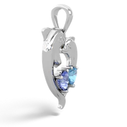 Tanzanite Dolphin Heart 14K White Gold pendant P5820