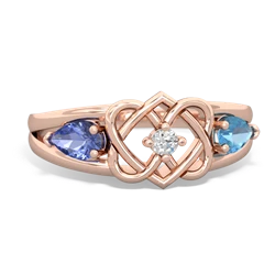 Tanzanite Hearts Intertwined 14K Rose Gold ring R5880