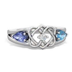 Tanzanite Hearts Intertwined 14K White Gold ring R5880