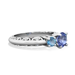 Tanzanite Art Deco Eternal Embrace Engagement 14K White Gold ring C2003