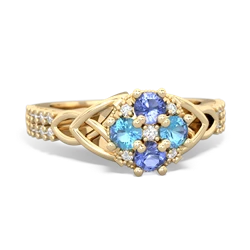 Tanzanite Celtic Knot Cluster Engagement 14K Yellow Gold ring R26443RD
