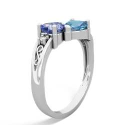 Tanzanite Snuggling Hearts 14K White Gold ring R2178