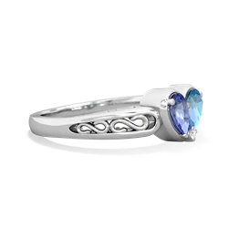 Tanzanite Filligree 'One Heart' 14K White Gold ring R5070