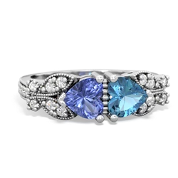 Tanzanite Diamond Butterflies 14K White Gold ring R5601