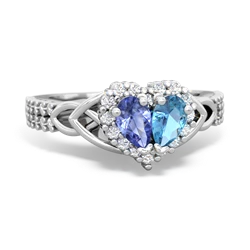 Tanzanite Celtic Knot Two Hearts As One 14K White Gold ring R2644HRT