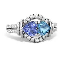 Tanzanite Art-Deco Keepsake 14K White Gold ring R5630