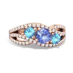 Tanzanite Three Stone Aurora 14K Rose Gold ring R3080