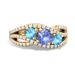 Tanzanite Three Stone Aurora 14K Yellow Gold ring R3080