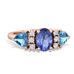 Tanzanite Antique Style Three Stone 14K Rose Gold ring R2186