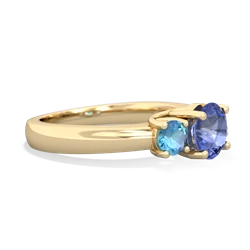 Tanzanite Three Stone Round Trellis 14K Yellow Gold ring R4018