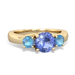 Tanzanite Three Stone Round Trellis 14K Yellow Gold ring R4018