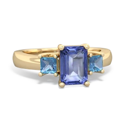 Tanzanite Three Stone Emerald-Cut Trellis 14K Yellow Gold ring R4021