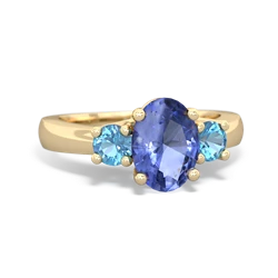 Tanzanite Three Stone Oval Trellis 14K Yellow Gold ring R4024