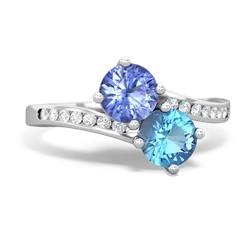 Tanzanite Channel Set Two Stone 14K White Gold ring R5303