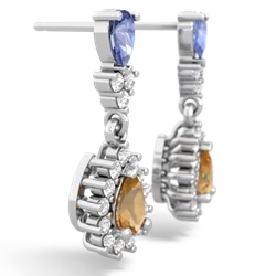 Tanzanite Halo Pear Dangle 14K White Gold earrings E1882