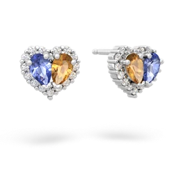 Tanzanite Halo 14K White Gold earrings E7008