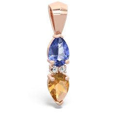 Tanzanite Bowtie Drop 14K Rose Gold pendant P0865