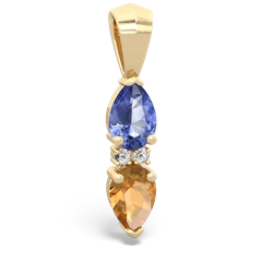 Tanzanite Bowtie Drop 14K Yellow Gold pendant P0865
