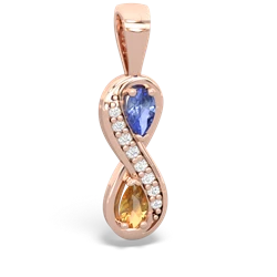 Tanzanite Diamond Infinity 14K Rose Gold pendant P5390