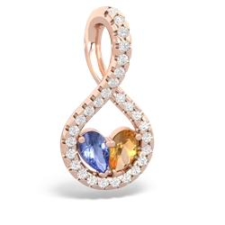 Tanzanite Pave Twist 'One Heart' 14K Rose Gold pendant P5360