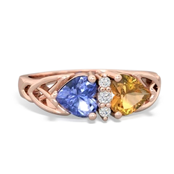 Tanzanite Celtic Knot Double Heart 14K Rose Gold ring R5040