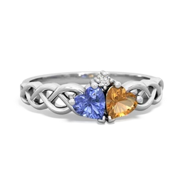 Tanzanite Heart To Heart Braid 14K White Gold ring R5870