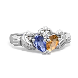 Tanzanite 'Our Heart' Claddagh 14K White Gold ring R2388