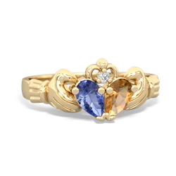 Tanzanite 'Our Heart' Claddagh 14K Yellow Gold ring R2388