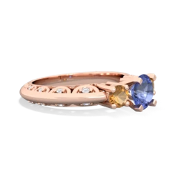 Tanzanite Art Deco Eternal Embrace Engagement 14K Rose Gold ring C2003