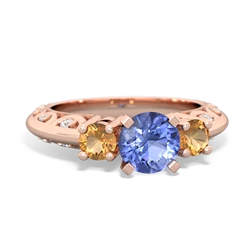 Tanzanite Art Deco Eternal Embrace Engagement 14K Rose Gold ring C2003