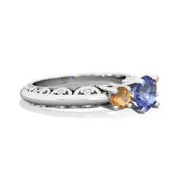 Tanzanite Art Deco Eternal Embrace Engagement 14K White Gold ring C2003