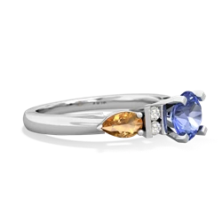 Tanzanite 6Mm Round Eternal Embrace Engagement 14K White Gold ring R2005