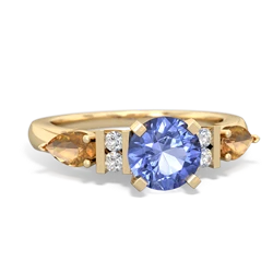 Tanzanite 6Mm Round Eternal Embrace Engagement 14K Yellow Gold ring R2005