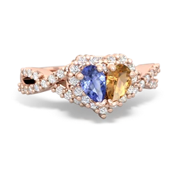 Tanzanite Diamond Twist 'One Heart' 14K Rose Gold ring R2640HRT