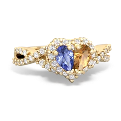 Tanzanite Diamond Twist 'One Heart' 14K Yellow Gold ring R2640HRT