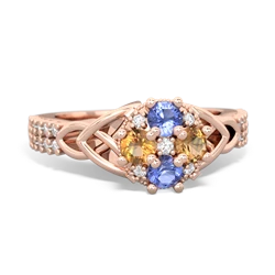 Tanzanite Celtic Knot Cluster Engagement 14K Rose Gold ring R26443RD